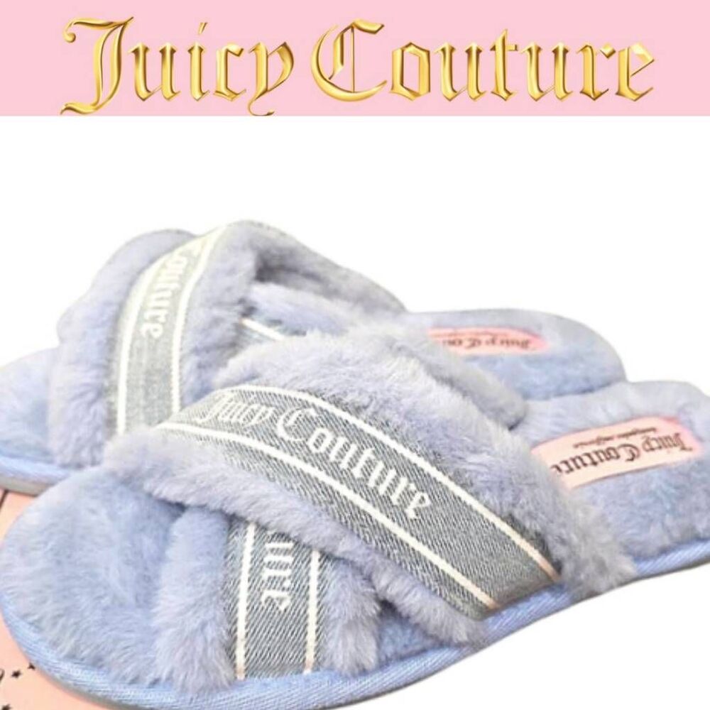 Juicy Couture Signature Logo Denim Band Criss-Cross‎ Slippers